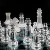 Jeu de jeux d'échecs en verre jeu de cartes d'échecs en verre solide fonctionnelles avec des pièces de parcours en verre givré clair pour les enfants adultes 240415