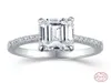 Clusterringe Eternal 925 Sterling Silber Braut Hochzeitsverlobungsbänder für Frauen 4CT Emerald Cut Simuliertes Diamant Fine JE4289701