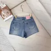 Designer women's jeans Early spring new casual original style fashion letter embroidery high waisted pure cotton distressed denim shorts