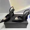 Fashion Satin abbellito con tacco altissima Scarpe in pelle Slingbacks Designer Luxury Designer da 10 cm Sandali in brevetto Weown Weown