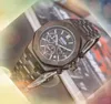 Beliebte Herren voll funktionsfähige Uhren Stoppwatch -Tag Datum Uhrzeit Uhr Quarz Bewegung Chronograph sechs Stiches Arbeitskalender Präsident Set Auger Racing Watch Geschenke