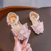 Sandals Summer Kid Shoes Bead Child Mary Janes Flat Princess Shoes Butterfly Toddler Dance Shoes Crystal Children Wedding Shoes 1-12year
