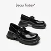 Casual Shoes BeauToday Platform Mary Janes Women Cow Leather Round Toe Metal Buckle Strap Chunky Sole Female Lolita Handmade 28446