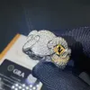 GRA -Zertifikate Pass Diamond Tester Weiß Gold plattiert 925 Silber Hip Hop VVS Moissanit Cuban Ring Man Geschenk