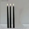 3R1Q kaarsen 3 of 4 stuks 11 inch Halloween Black Flameless Led Taper kaarsen met geel/warm wit lichtbatterij plastic nep LED -kaarsen D240429