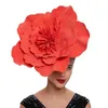Cappelli a bordo largo cappelli a secchio Donne grandi peli di fiori con filo fiocrino copricapo cappello da cappello da sposa trucco da ballo fotografico Accessori per capelli Y240426