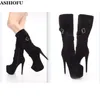 Boots ASHIOFU Women High Heel Platform Round-toe Sexy Party Prom Knee Club Evening Winter Fashion Shoes