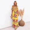 Casual Dresses Summer Print Vintage Long For Women Sexy Off-Shoulder Ruffle Fashion Boho Party Maxi Dress 2024 Ladies Beach sundress