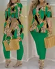 Pantalons de deux pièces pour femmes Baroque léopard imprimé à manches courtes Ensemble de gyming-ci de couleur vive fleurs épissées asymétriques