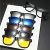 Lunettes de soleil J2C0 VCKA 6 IN1 MEN POLARISE MYOPIE LOGURES DE SUMBRE Classic Optical Magnetic Clip Prescription Femmes Custom Women Lunes Cadre -0,5 ~ -10 D240429