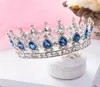 Queen Crown Luksurious Blue Diamond Pageant Wedding Bridal Biżuteria