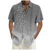 Camisas casuales para hombres Camisa de manga corta Continúa de la estatura Botón Gradiente de algodón de algodón para hombres Blusa de vacaciones vintage M-3xl