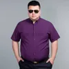 Men's Casual Shirts Plus Size 14XL 160kg High Quality Summer Men Formal Shirt Short Sleeve Dress Wedding Business Navy Blue Purple