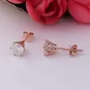 Redoors Hot Sale Petals Setting Moissanite Earrings Screw Back 14k Rose Gold Stud Earrings For Women