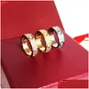 Anéis de banda Starry Ring Love Unhas Designer para feminino titânio aço rosa ouro rosa revestido com FL Diamond Man noivado Presente 4 5 6mm OTR9O