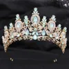 Tiaras di lusso verde opal cristallo fiore goccia goccia di tiara femminile festa di matrimonio eleganti accessori per capelli a corona da sposa da sposa