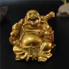Dekoracje złoty śmiech Buddha Statua Chińska feng shui Lucky Money Maitreya Buddha Rzeźba figurki domowe dekoracja ogrodu posąg