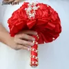 Fleurs de mariage Janevini Luxury Crystal Bouquet rouge Royale de joes à la main Bouquet de mariée pour la mariée Ramo de Boda