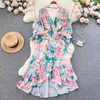 Abiti casual Summer Fashion Stampa floreale Donne lunghe Slim Beach Party One Pieces Female Elegante Maxi Vestidos