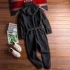 Herrenhosen Herbst 2024 Herren Hoody Overalls Langarm Jogger Joggers Cargo Hip Hop Casual Jumpsuits Schärpe ein Stück Rollen