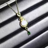 Anhänger Halsketten Natural Green Hotan Jade Leopard Anhänger Halskette 925 Silber Amulett Mode Schmuck Geschenkwx