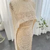 Sharon dijo Vestidos de noche de Champagne de Luxury Pearls Dubai con Cape 2024 Arabic Women Mermaid Wedding Party Dress SS369 240425