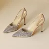 Dress Shoes Nude Rhinestone Sequin Stiletto Heels Women Bridesmaid Bride Wedding Sexy Party Pumps