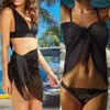 Women Short Sarongs Swimsuit Coverups Beach Bikini Wrap Sheer Skirt Chiffon Scarf Cover Ups for Swimwear 240420