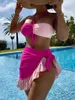 Momento de banho feminina Bikini de retalhos rosa Conjunto de biquíni 2024 Mulheres Push up Up Ruffles Salia Ministro de Tanho de Tanho de Tanho de Tanho Alta Cídhar
