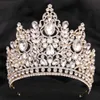 Tiaras koreanska elegant Big Crystal Crown Girls Wedding Party for Women Gift Bride Queen Bridal Tiaras Hair Accessories Pannband