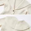 Women's Knits Beige Knit Cardigan For Women Sweater Coat Advanced Design Sense Large V-Neck Elegant And Unique Slim Fit Tops Autumn Winter