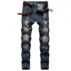 Mäns jeans 2024 Fashion Casual Pants Slim Skinny Stretch Retro Denim Trousers Brand Washed Jean Homme Plus Size 28-42