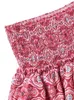 Säljer kvinnors sexiga minikjol veckade ruffle tryckt mode vintage kort för damer flounce rosa sommaren 240420