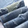 Heren jeans denim jeans baard effect casual modebroek plus size distressed medium mannen retro hip hop party strt groot formaat t240428