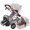 Kinderwagen# High Landscape Baby Kinderwagen 3-in-1 mit Autositzen Pink Luxury Station Wagon Pram und Q240429