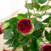 Fleurs séchées blanches fleur artificielle Silk longue branche rose rose fausses plantes bouquet de mariage à la maison décoration de Noël décoration feuilles de couronne accessoire