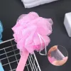 new New Double Side Rubbing Back Bath Brush Soft Hair Long Handle Hanging Type Flower Ballfor Long Handle Shower Brush