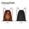 Sacs de rangement Treble Clef Notes Music Notes Dragon DrawString Sac à dos Femmes Men Sport Gym Sackpack Sac d'entraînement pliable Sac