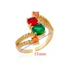 Cluster ringen regenboog zirkoon kralen voor vrouwen roestvrij staal vergulde kristallen ring femme bruiloftsfeest esthetisch joodse cadeau 2024