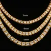 Designer Necklaces Mens Hiphop Tennis Chain One Row 3mm 4mm Sier Rose Gold plated Bling Women Jewelry Diamond Necklace