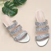 Slippers Summer Women 5cm High Heels Female Large Size Sparkly Sequin Elegant Lady Concise Luxury Outside Korean Style Slides