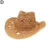 Wide Brim Hats Summer Outdoor Men Women Hand-woven Western Cowboy Jazz Hat Cap Breathable Straw Beach X0a8