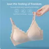 Bras Women One-Piece Bra No Stl Ring Breathable Large Size Underwear Sexy Gather Push Up Simple Lingerie Seamless Bralette Lace Bra Y240426