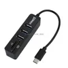 USB HUBS 2 i 1 Type-C-kontakter OTG 2.0 HUB SPLITTER COMBO 3 PORTS SD/TF Card Reader USB-Cethernet Adapter Drop Delivery Computers DHI9R