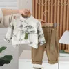 Zestawy odzieży 2024 Spring Baby Boy Ubrania od 2 do 3 lat zestawu dresowego dla dzieci w chińskim stylu nadrukowane koszule i spodnie chłopcy