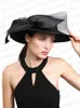 Szerokie brzeg kapelusze wiadra Czapki Czapki czarne fascynatory dla kobiet eleganckie kapelusz z czapką kościelną okazja Chapeau Cap Women Race Headpiece z zasłonami derby hat y240426