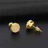 Valentines Gift Hiphop Stud Earrings 14K Yellow Gold Screw Back Real Round Cut Moissanite Earrings For Men