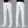 Spring 2023 Thin Mens Jeans Korean Edition Slim Fit High End European Pure White b Family Pants