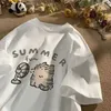 Heren T-shirts American Strt Creative Blow Fan Cat Pure Cotton T-Shirt For Men Dames Summer Relaxed Short Slve Couple Wear Harajuku Top T Y240429