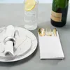 Tabelle Serviette 50pcs Weiß vorgefalztete Papier-Servietten Einweg-Leinen-Feel-Abendessen mit integrierter Flächenpocke für Hochzeitsfeier